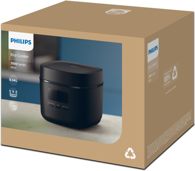 Tenxhere elektrike Philips 3000 Series, gatues orizi dhe avullore, e zezë