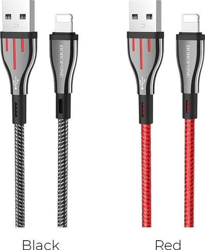 Kabllo USB Borofone USB A në Lightning, 1.2m, najlon, ngjyrë e përzier