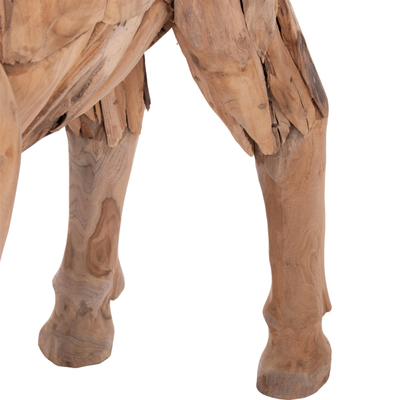 Figurë dekorative gomar HM4387, dru teak i ricikluar, 103x33x99.5 cm, ngjyrë natyrale