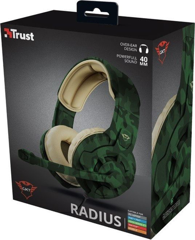 Kufje gaming Trust GXT 313, me mikrofon, me kabllo, jeshile kamuflazh