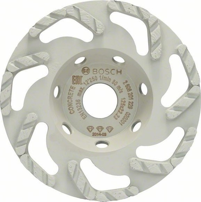 Rrotë bluarse me diamant Bosch Accessories 2608201229, 125mm, për beton edhe gur, ngjyrë gri
