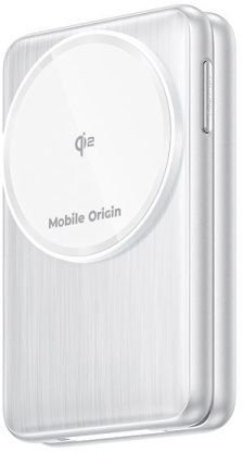 Karikues 3n1 pa tela Mobile Origin PW8, Qi2 MagSafe, i palosshëm, argjendtë