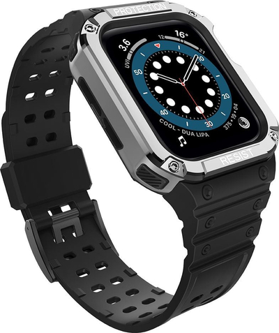 Rrip mbrojtës për orë Hurtel Protect Strap Band për Apple Watch 7 6 5 4 3 2 SE, 38 40 41mm, kasë e blinduar, i zi