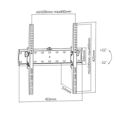 Mbajtëse muri për TV Gembird WM-55T-02, 32"-55", VESA 400x400 mm, e zezë