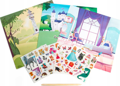 Set kreativ Derform Decalcomania Princesses, me sfonda dhe ngjitëse transferuese