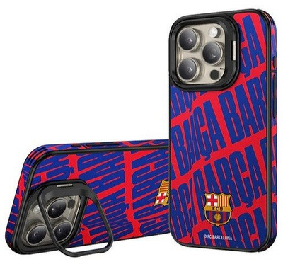 Mbulesë telefoni FC Barcelona për iPhone 16 Pro Max, magnetike MagSafe, me këmbëz, shumëngjyrëshe