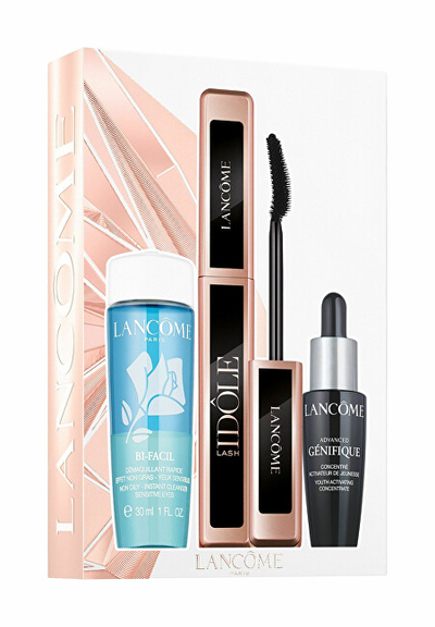 Set LANCOME Idol, Maskarë për qerpikë 8 ml + Serum rinovues i fytyrës 10 ml + Pastrues makijazhi 30 ml