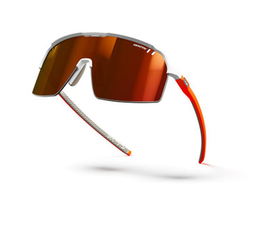 Syze sportive JULBO INTENSITY, lente reaktive të kuqe, kornizë e bardhë portokalli