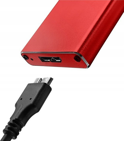 Kuti e jashtme Qoltec për SSD M.2 SATA NGFF, USB 3.0, 2TB, e kuqe