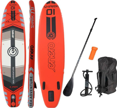 Dërrasë me ajër SUP Enero Shark 01, 320x76x15 cm, mban gjer 145 kg, portokalli