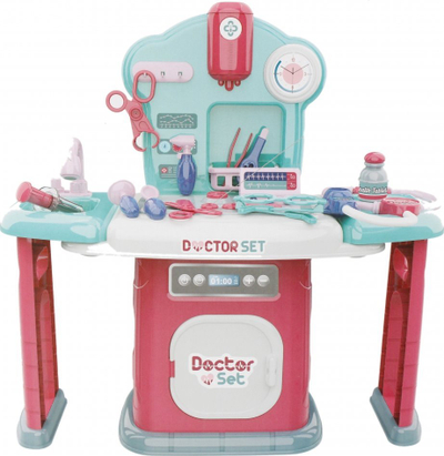 Set lojrash doktori MEGA CREATIVE Little Doctor 500759, tavolinë mjekësore, me dritë edhe zë, rozë me blu marin