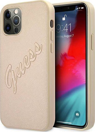 Guaskë telefoni Guess GUHCP12MRSAVSLG, për iPhone 12 / 12 Pro 6.1", Saffiano, ngjyrë ari