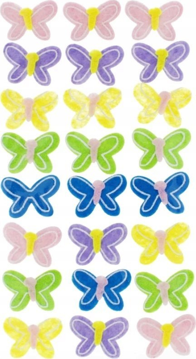 Ornamente dekorative vetëngjitëse prej filci STARPAK Butterflies, set me 24 copë, shumëngjyrëshe