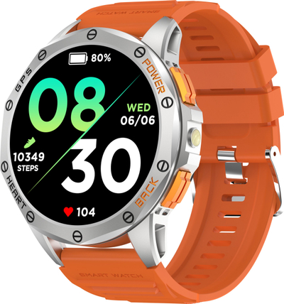 Паметен часовник Gravity GPS GT24-4, екран 1.43" AMOLED, Bluetooth 5.3, црно портокалов
