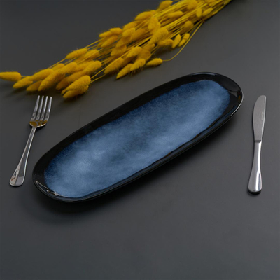 Set pjata servirëse Heinner Serenity, 4 copë, qeramikë, blu me të zezë