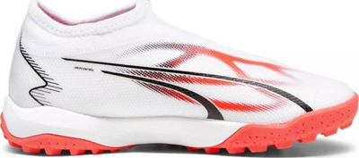Këpuca futbolli Puma Ultra Match 107516 01, turf, pa lidhëse, të bardha me portokalli