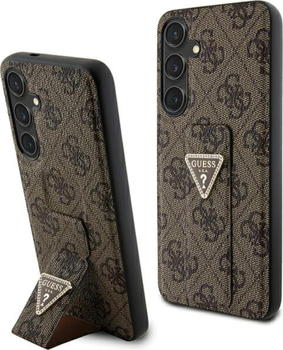 Mbulesë telefoni Guess Samsung Galaxy S24, grip stand, lëkurë PU, kafe