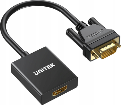 Adapter Unitek nga VGA në HDMI, Full HD, 15cm, i zi