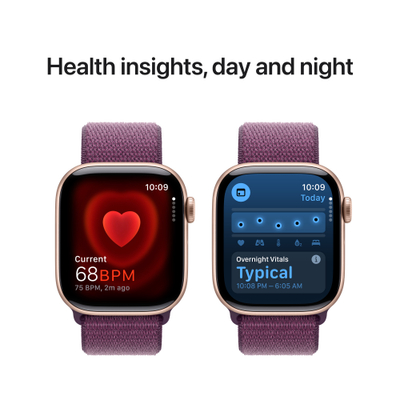 Apple Watch Series 10 GPS, 42mm, Rose Gold Aluminum Case with Plum Sport Loop