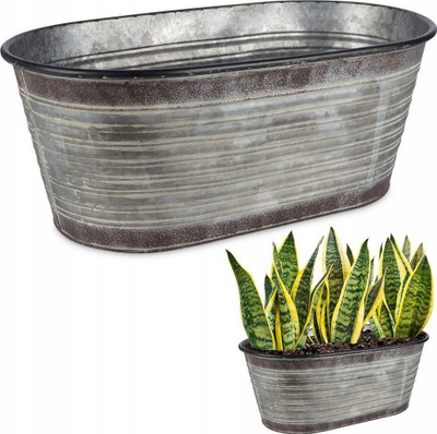 Vazo dekorative metalike Plant Pot, 46x25x18.5 cm, gri