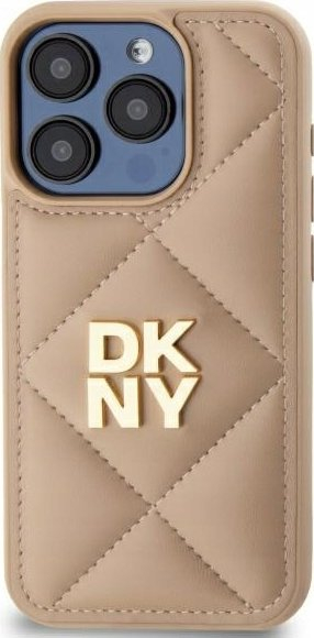Kapak telefoni DKNY DKHCP15XPQDSLE për iPhone 15 Pro Max 6.7", dizajn quilted, bezhë