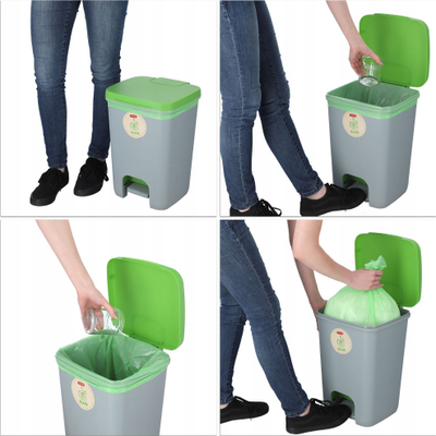 Kosh plehrash Curver Essentials, 20L, me pedale, gri me kapak jeshil