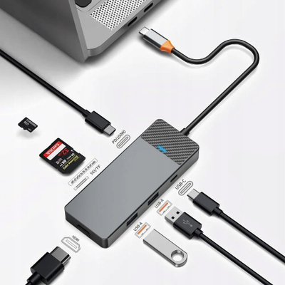 Adapter USB C WiWu A721HD Linker 7 në 1, HDMI, PD, gri