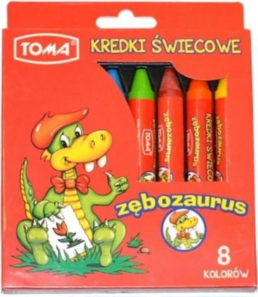 Krejonë dylli TOMA Zębozaurus, set me 8 ngjyra, JUMBO, për kalamaj 2+