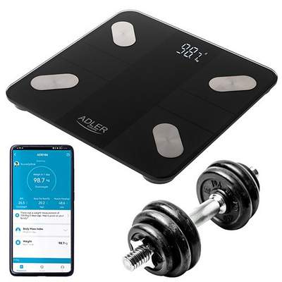 Peshorja inteligjente Adler AD 8186 Smart, 18 parametra, Bluetooth, e zezë