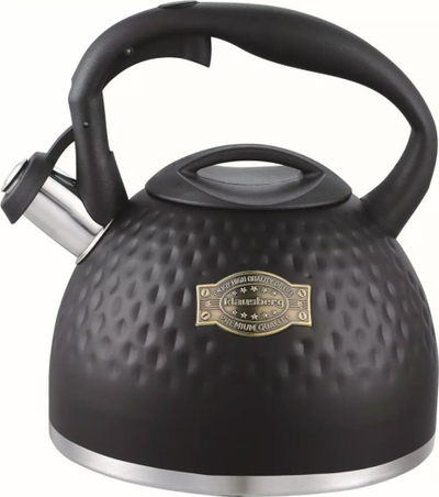 Çajnik çeliku Klausberg, 3L, me fishkëllimë, për induksion, i zi