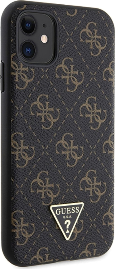 Çantë telefoni Guess 4G Triangle Metal Logo për iPhone 11, lëkurë ekologjike, e artë