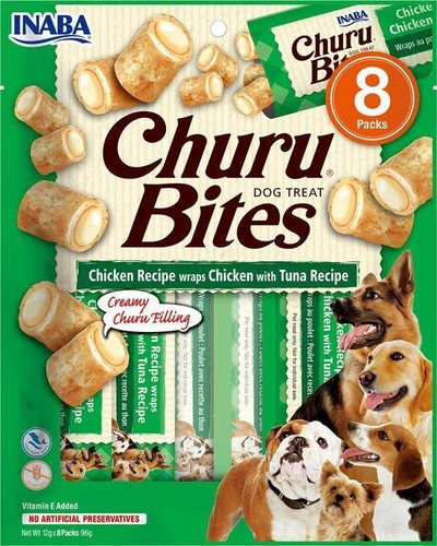 Shpërblime për qen Inaba Foods Churu Bites Chicken Tuna, mish pule dhe ton