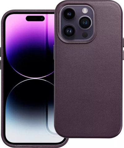 Mbrojtëse telefoni Mag Cover për iPhone 15 Plus, lëkurë eco, MagSafe, ngjyrë e errët