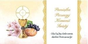 Kartolinë urimi DL Communion Card, për Kungimin e Parë, dizajn fetar, ngjyrë e artë