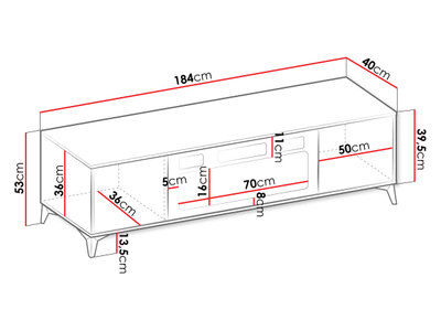 Komodë për TV me kaminë Siprynt 2D EF (184 x 53 x 40)