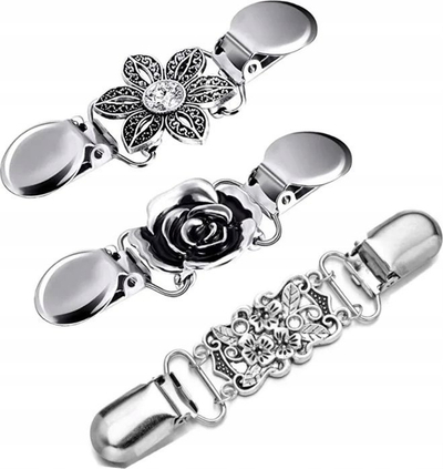 Kapëse zbukuruese për xhaketë senza markë, set 6 copë, metal, argjendi