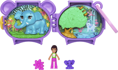 Сет за игра Polly Pocket Pet Connects Elephant, компактен, со фигура, повеќебојен