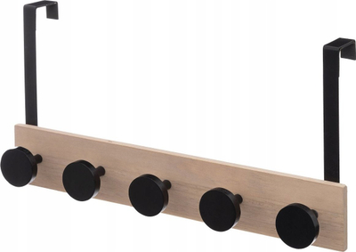 Varëse dere 5 Five Simply Smart Door Hook Coat Rack, dru, e zezë