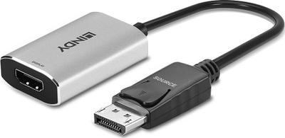 Adapter AV Lindy DP 1.4 në HDMI, me kabllo të shkurtër, i zi
