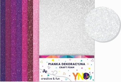 Set shkumash dekorative Noster Foam Glitter Sweet, 8 copë, rozë dhe vjollcë me shkëlqim