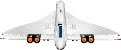 Set ndërtimi LEGO Icons Concorde 10318, model avioni ekspozimi, i bardhë