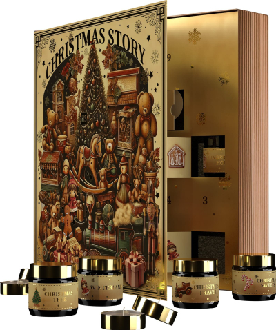 Kalendar adventi HiSkin Fairytale Book, set me 24 qirinj soje, me era të ndryshme