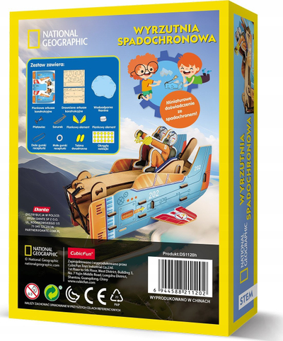 Set edukativ CubicFun Make Your Own Parachute Launcher, seri National Geographic, shumëngjyrësh