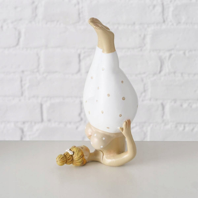 Figurinë dekorative Boltze Woman Yoga, 22cm, polyresin, bezhë e bardhë