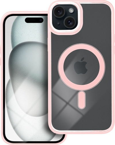 Kapak telefoni Color Edge Mag Cover për iPhone 15 Plus, i pajtueshëm me MagSafe, i tejdukshëm, rozë