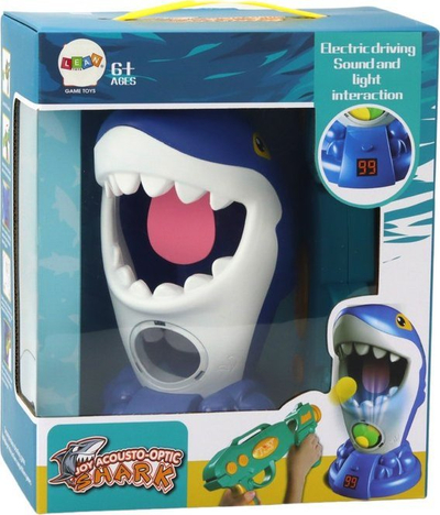 Lojë arcade Lean Toys Shark Shooting Gun, me pushkë me toptha, me zë, shumëngjyrëshe