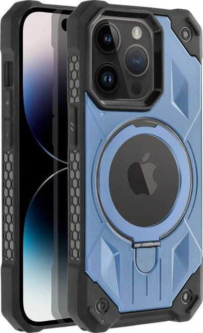 Këllëf Armor për iPhone 15 Pro Max, me MagSafe, me stand, blu