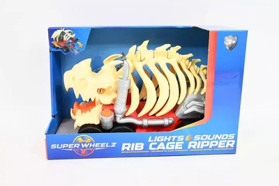 Makinë lodër SuperWheelz Rib Cage Ripper, me drita dhe zëra, skelet përbindëshi, shumëngjyrëshe