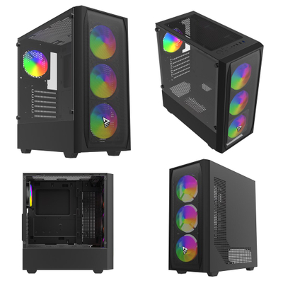 Kuti kompjuteri Savio Noctis Flow X1 RGB, ATX, 4 ventilatorë RGB, e zezë