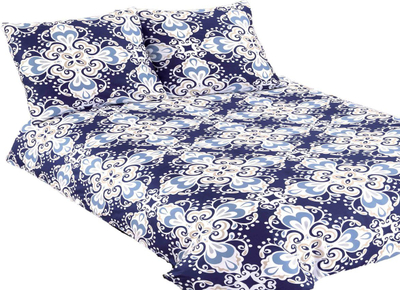 Сет чаршафи Premium Sanfor Satin, 160x200 cm, 3 парчиња, сина navy